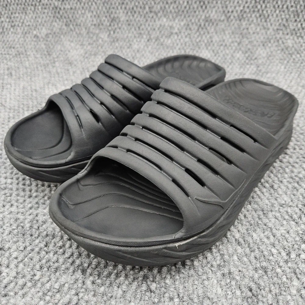 Hoka One One (Mens 8 Womens 10) Black Ora Recovery Slide Slip On Sandals Comfort